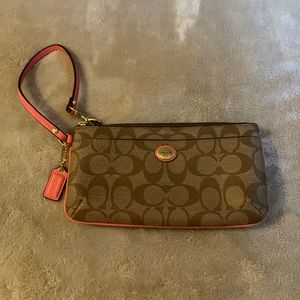 Coach Pink and Beige Wristlet W/ FREE GIFT!